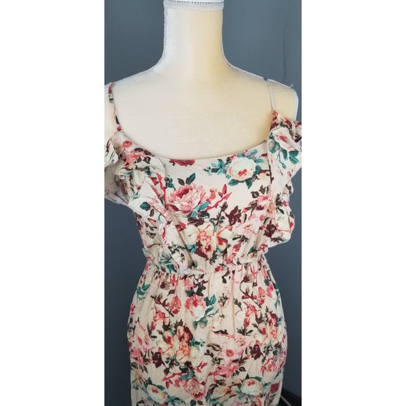 Rue 21 Floral Spaghetti Strap Dress Ruffles Size S - Picture 3 of 4